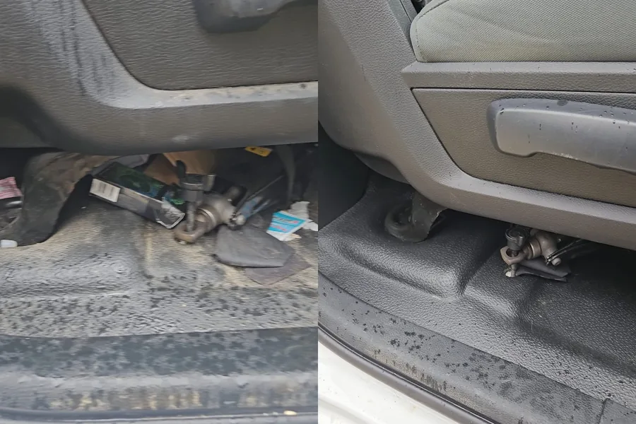 Ford footwell before and after interior detailing