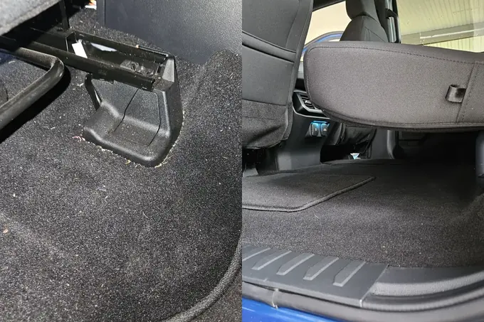 Ford F-150 rear floor before and after interior detailing in Camas WA