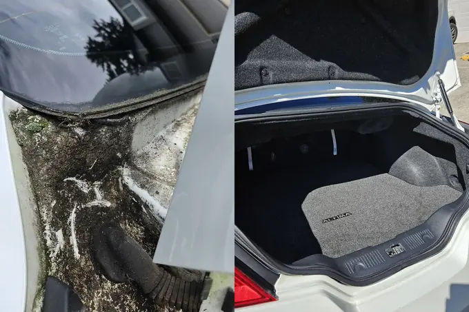 2008 Nissan Altima trunk before and after detailing in Camas WA
