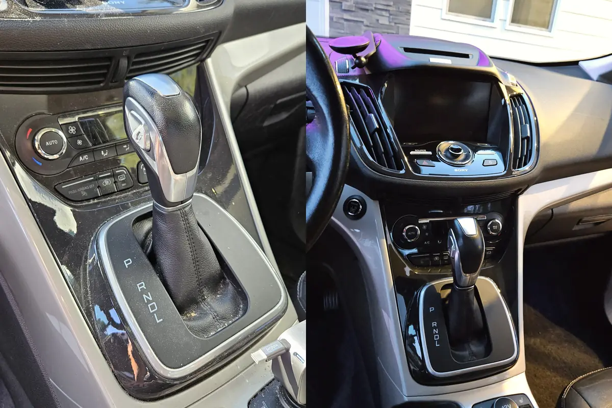 Center console and screen before and after