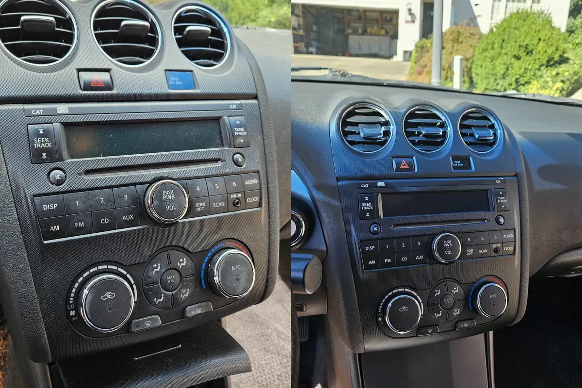 Dashboard, vents and controls before and after