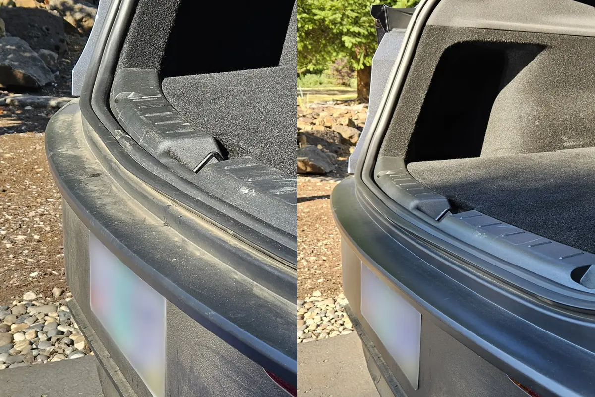 Tesla Model Y trunk before and after detailing in Camas WA